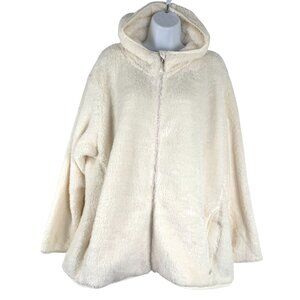 Eddie Bauer Quest Plush Fleece Hoodie Womens 2X Ivory Full Zip NWT CJ-2336